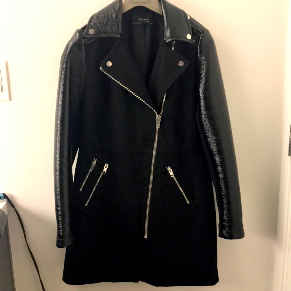 Zara Coat with Patent Detailing